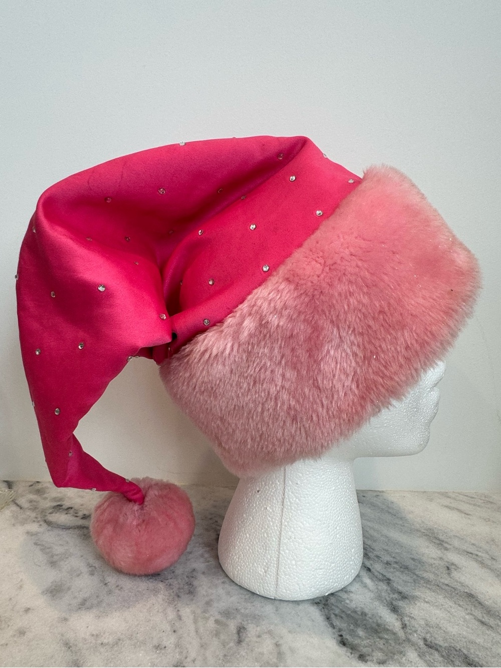 Rare Vintage Victoria's Secret "Sexy Little Things"  Pink Rhinestone Santa hat